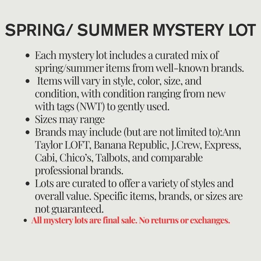 50 Item Spring/Summer Casual Mystery Lot | Mixed Brands | Resale Bundle - Picture 3 of 3